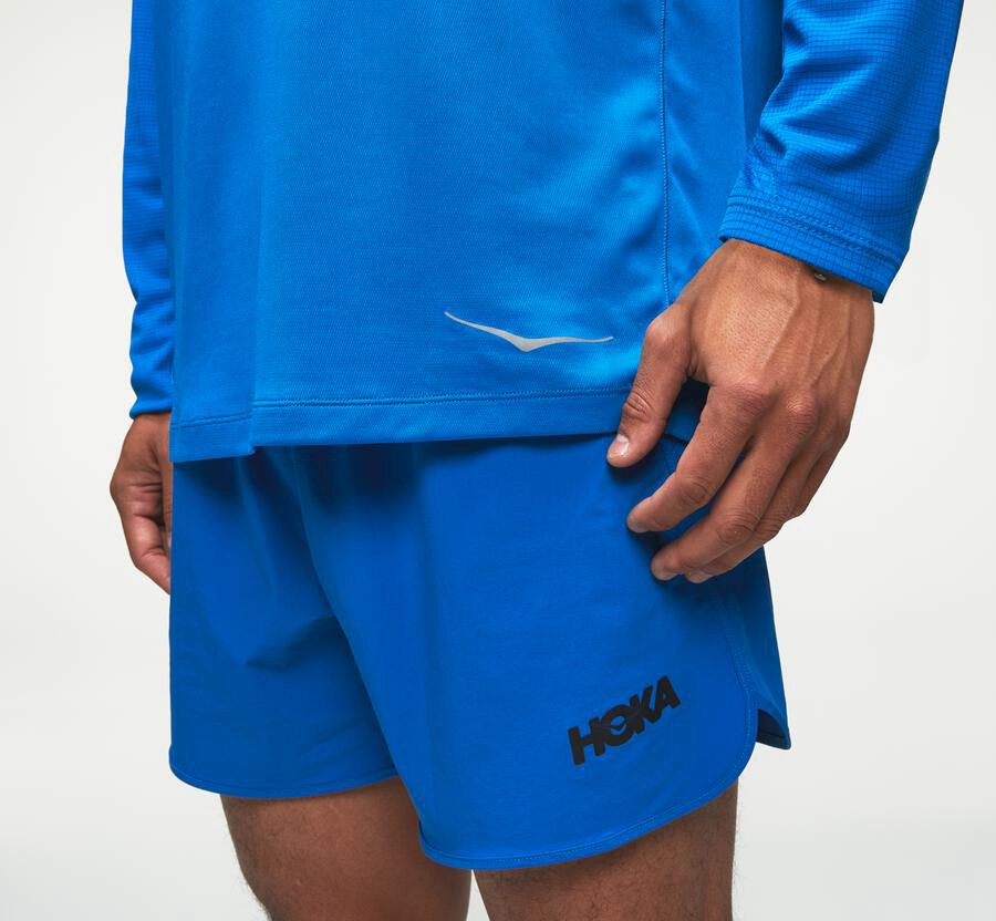 Hoka One One Top Erkek Mavi - Performance Long Sleeve - OP5201937